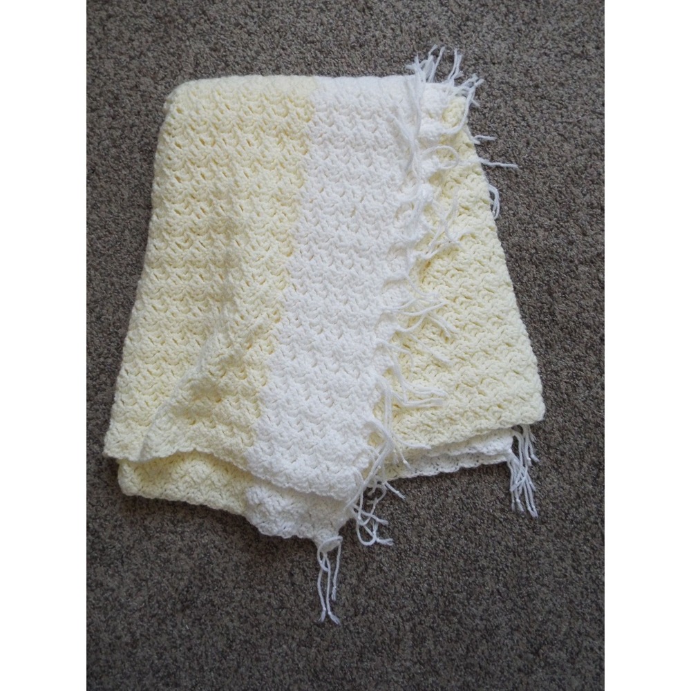 #8 - Afghan Crochet Blanket White 50"L x 35"W